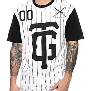 Neff Taylor Gang MMXIV Black and White Striped Men's Tee Size Large